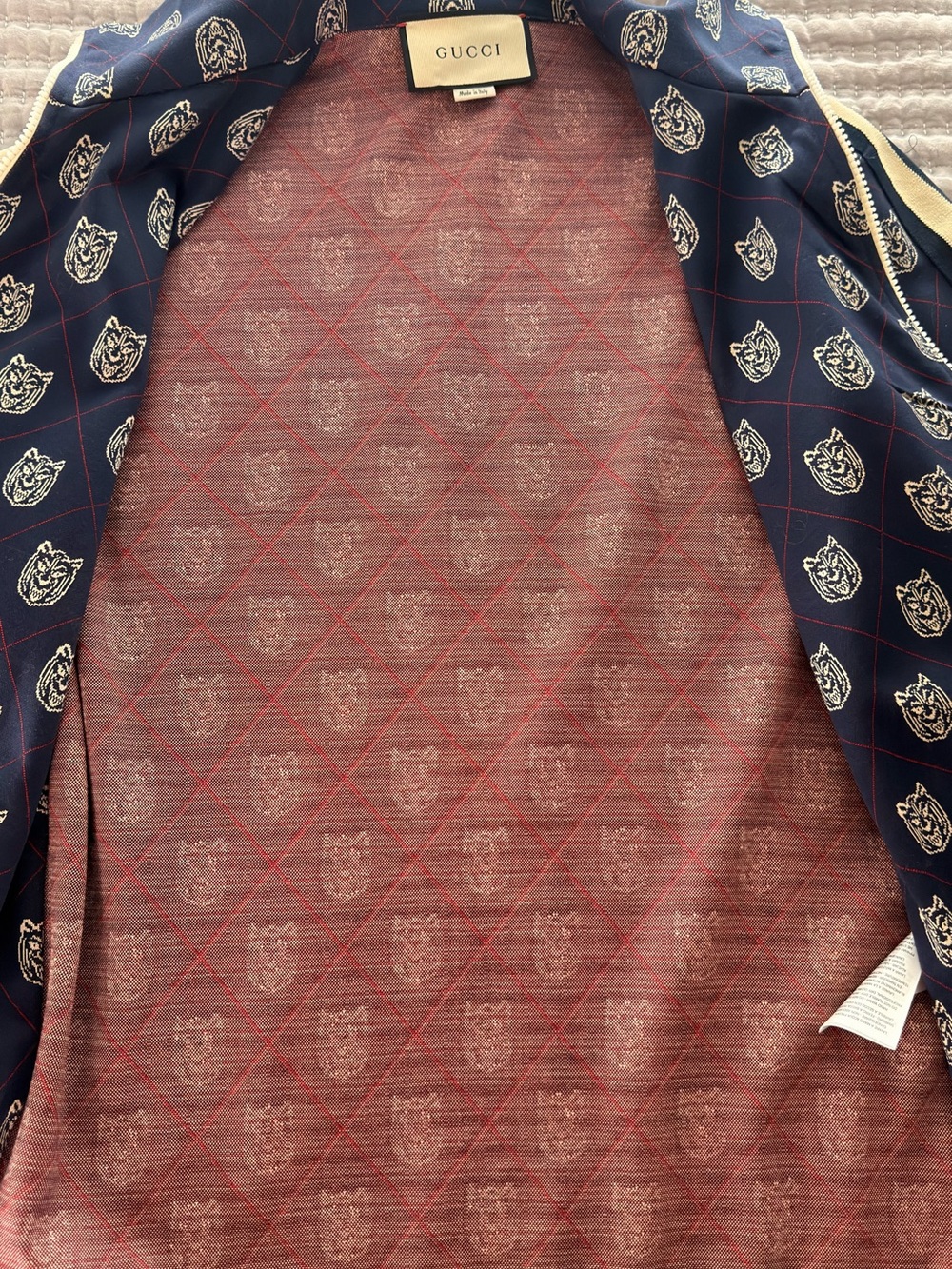 Gucci Navy Bomber Jacket with Cream & Red Trim - Picture 10 of 10